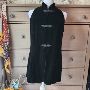 SOLD SOLD Vintage Black Sleeveless Mandarin Collar Dress / Tunic